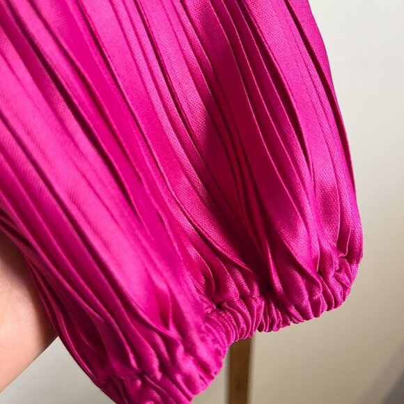 Retro Crinkle Feminne Peplum Top L Coquette Boho Y2K Chic Shiny Festive Holiday - Picture 2 of 11